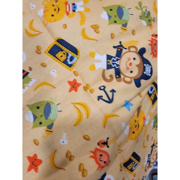 Pirate Animals Nursery Cotton Fabric Monkeys Elephants Tigers 2 Yards New - Picture 3 of 4